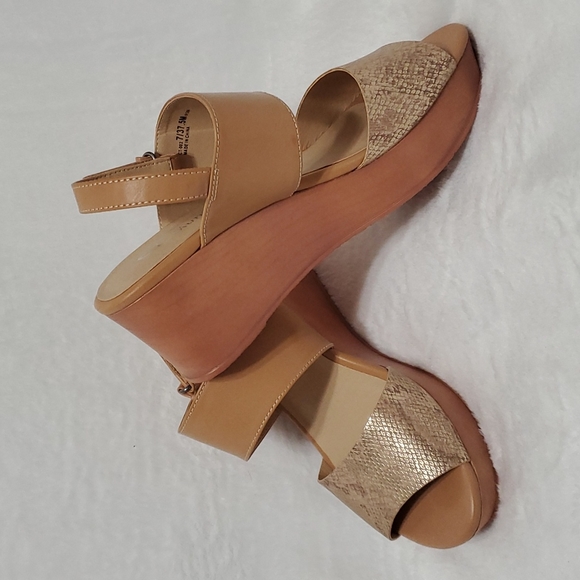 CL by LAUNDAY wedge shoes tan 7 (Ss40) - Picture 2 of 7
